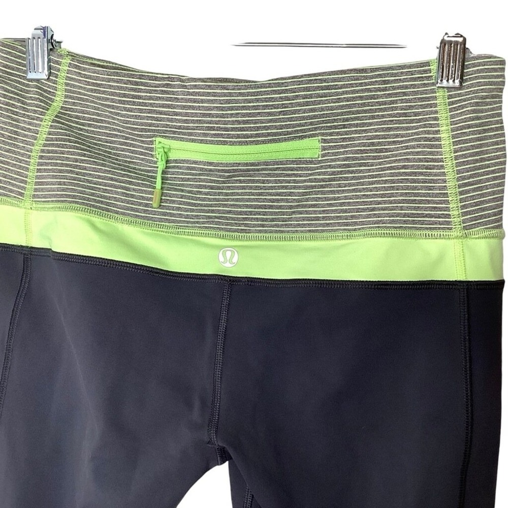 Lululemon Swift Speed 7/8 Leggings Sz 8 Black Green Zippered Pocket Dance EUC - Picture 5 of 6